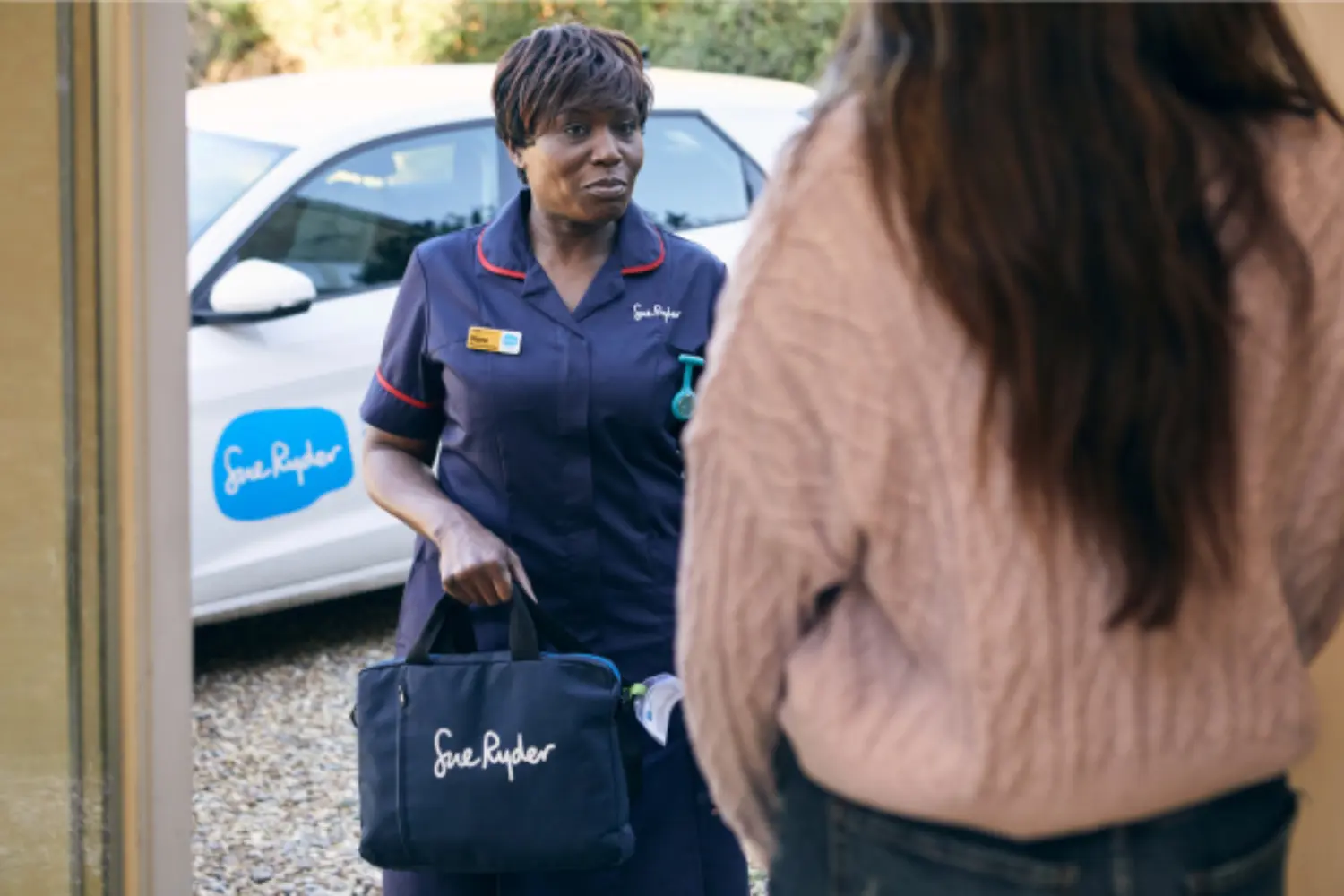 Nurse arriving at patient's home