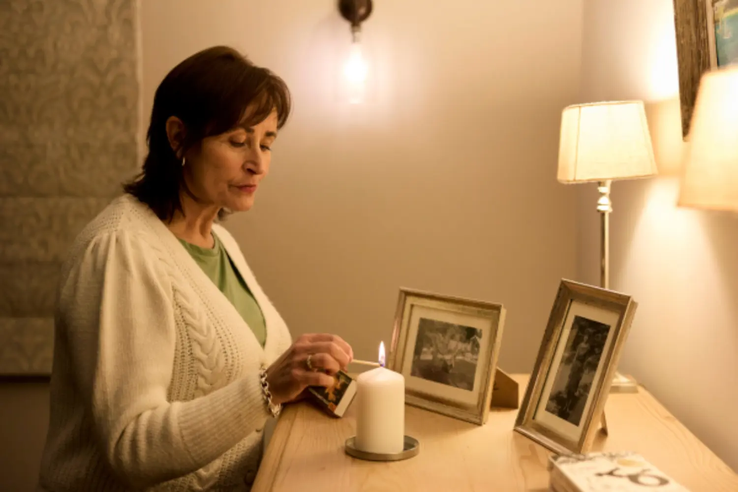 Relative lighting a candle