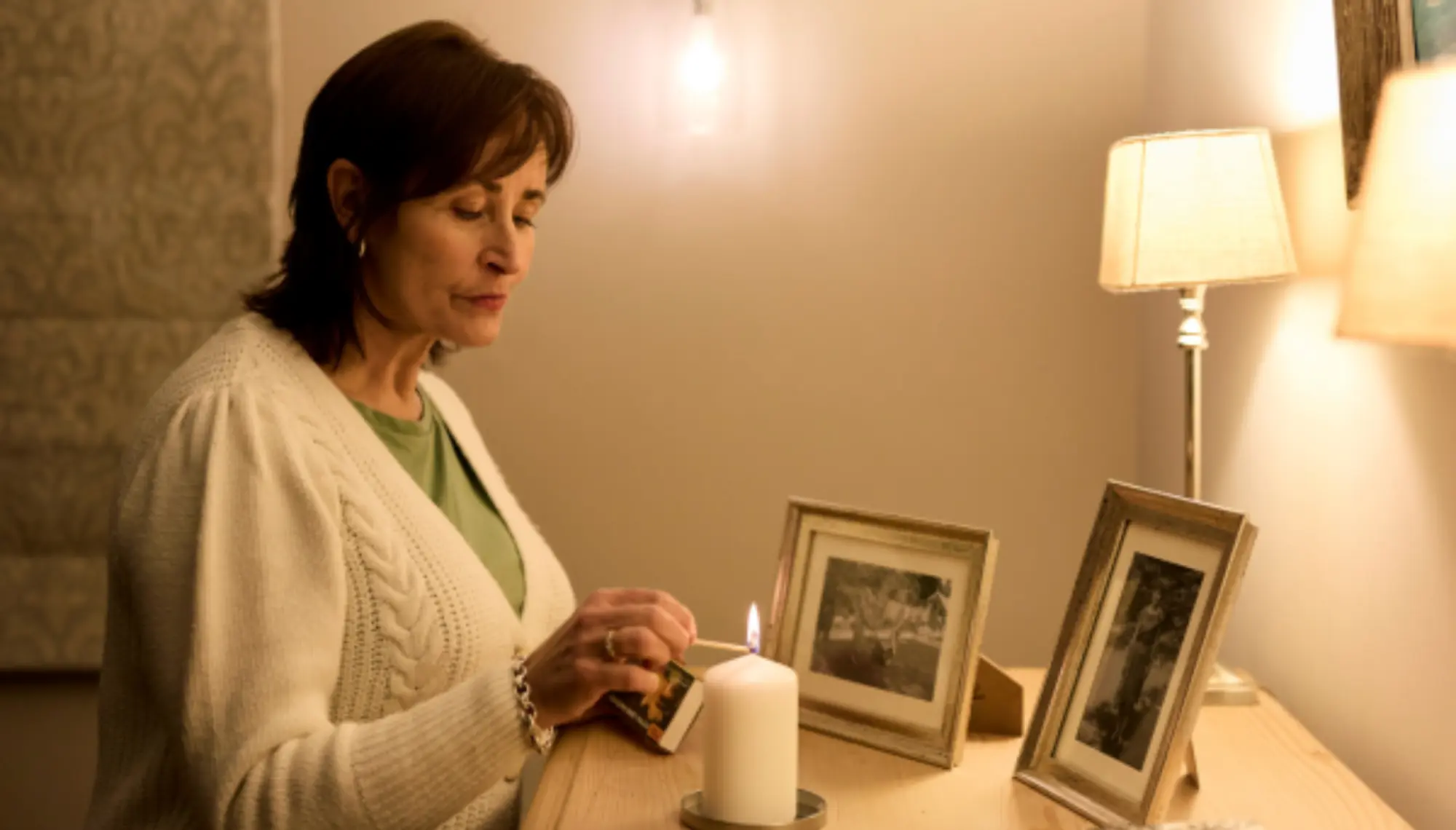 Relative lighting a candle